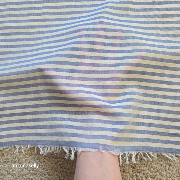 Brooks Brothers Lightweight Cotton Scarf Blue White Stripes - Picture 3 of 9